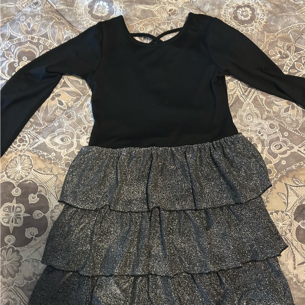 Black and Silver Long Sleeve Dress